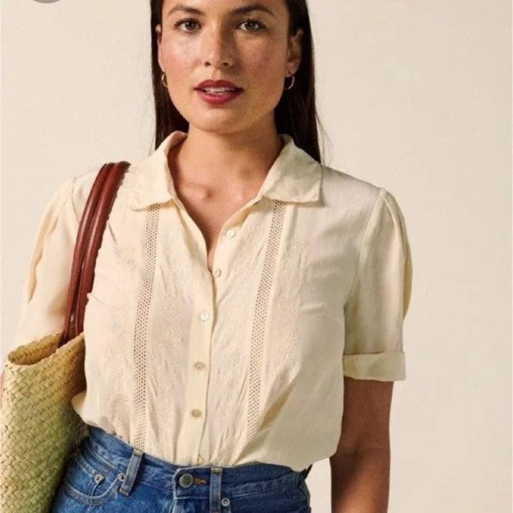 Rouje Cream Button-Down Albane Blouse